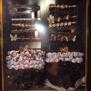 30 piece hair accessories, black & gray